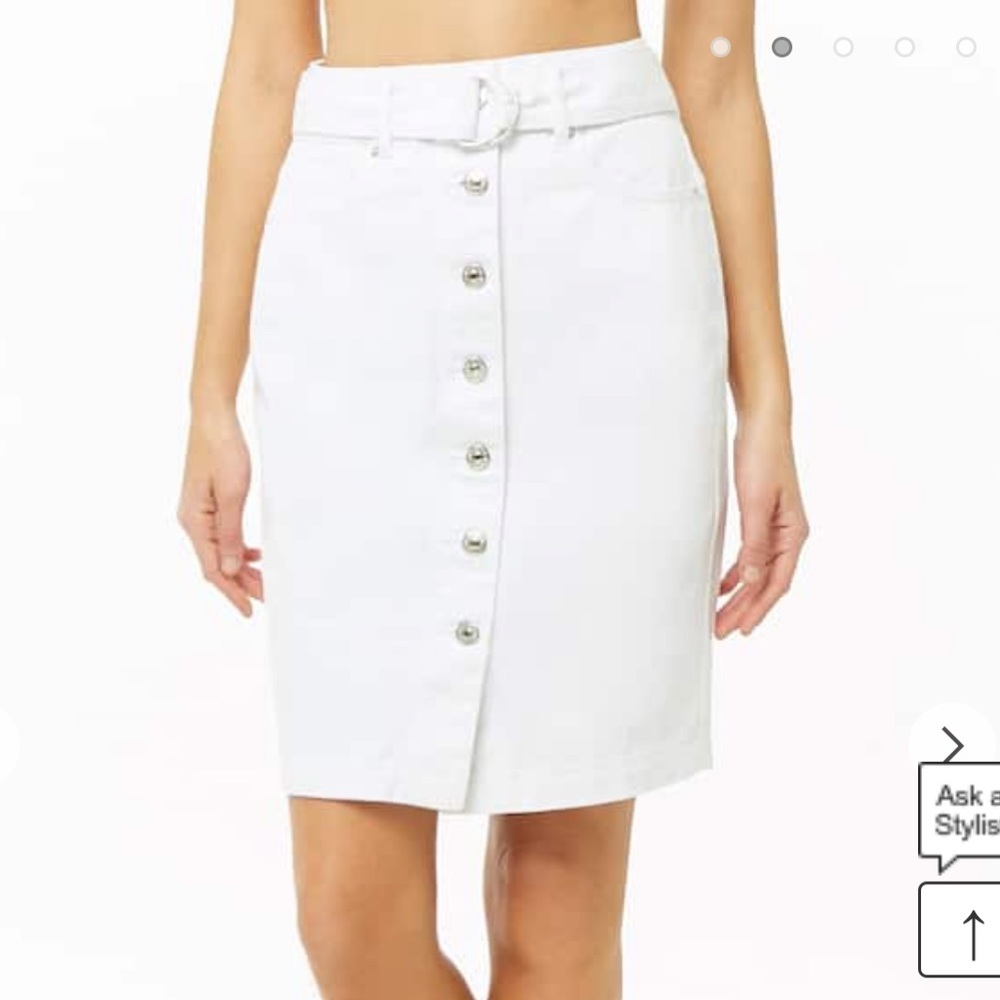 Belted button denim skirt